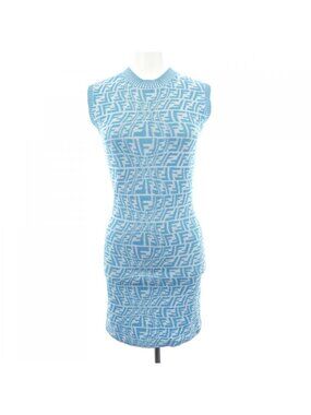 blue and white fendi dress Fendi Baby Girls Embroidered Logo Dress in Blue 18 Mths main image 1